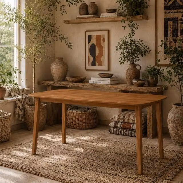 Wyld Haus Graspette Rectangular Dining Table in Brown Solid Pine, W/D/H: 150 x 80 x 76 cm – 1