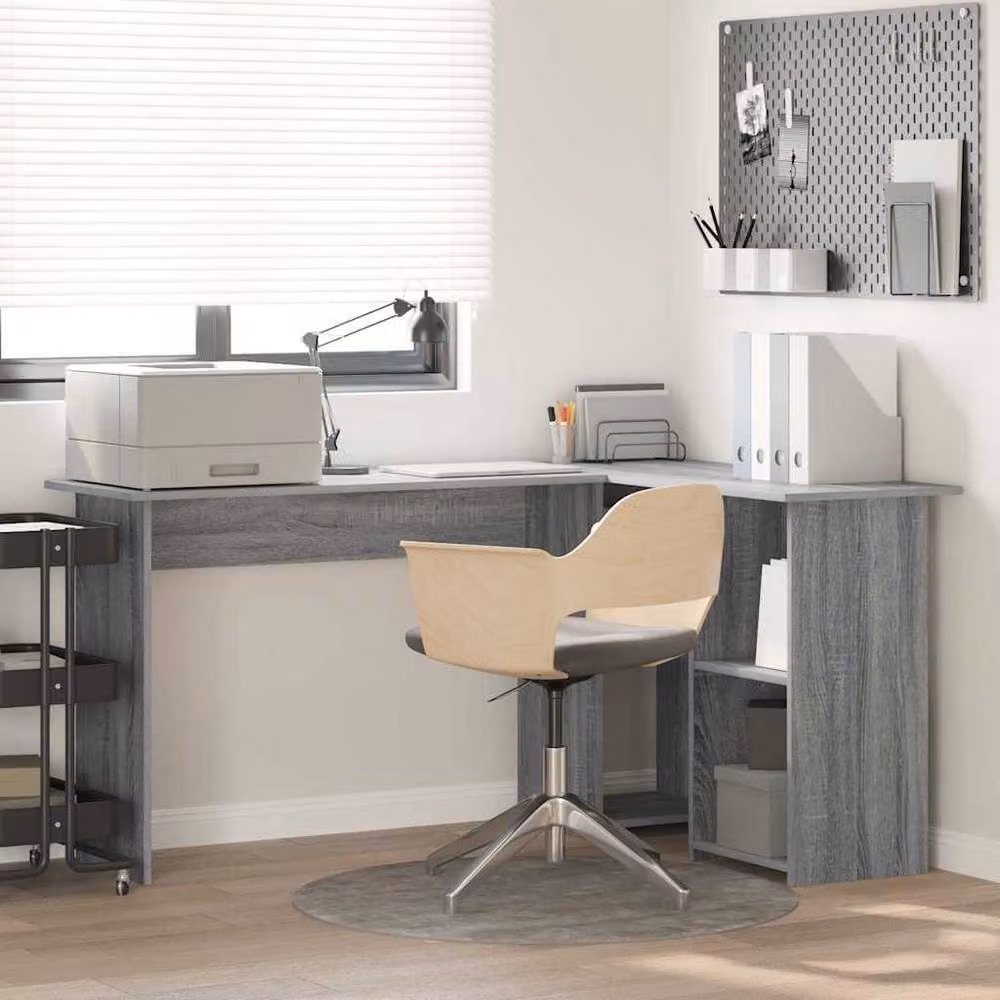 Berkfield Home Grey Sonoma MDF Computer Desk with Medium Storage – 2