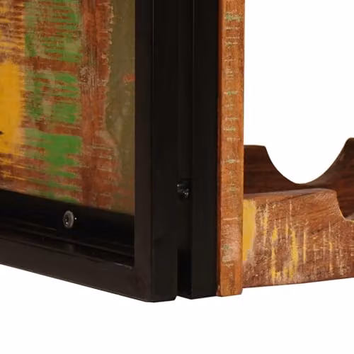 vidaXL Industrial Wall-Mounted Wine Rack in Brown Solid Reclaimed Wood and Metal, W/D/H: 80 x 45 x 33 cm – 4