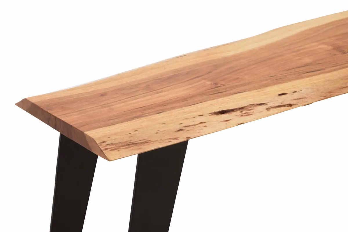Orsina Rustic Acacia Wood and Metal Outdoor Seating Bench in Brown and Black, W/D/H: 135.0 x 40.0 x 40.0 cm – 3
