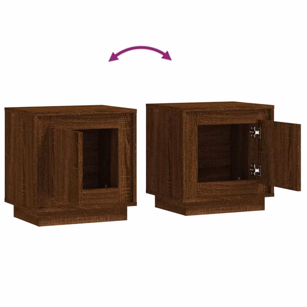 Berkfield Home Modern Bedside Cabinet in Brown Oak, W/D/H: 44 x 35 x 45 cm – 6