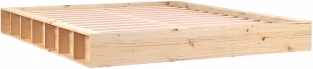 Berkfield Home Beautiful Solid Wood Bed Frame in Beige, W/D/H: 120 x 200 x 21 cm