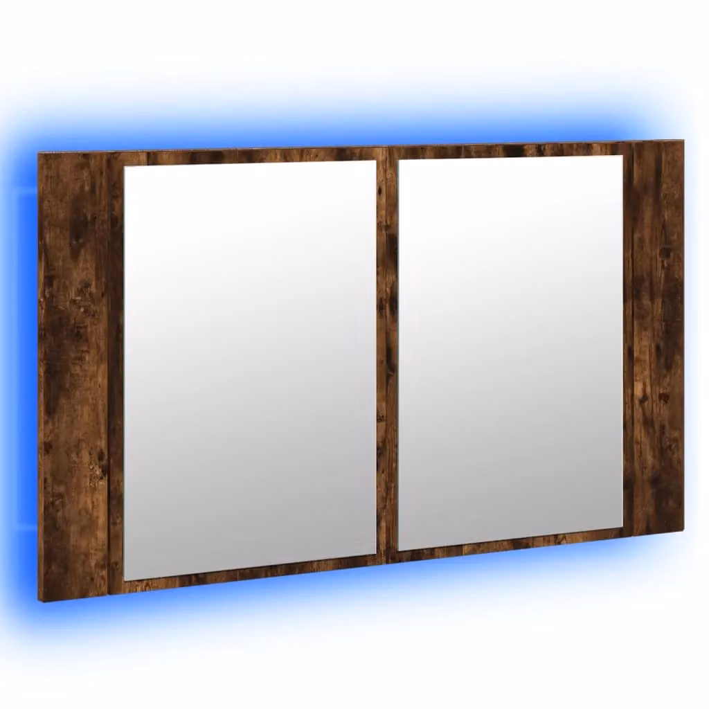Berkfield Home LED Bathroom Mirror Cabinet in Smoked Oak Brown, W: 80 cm, D: 12 cm, H: 45 cm – 5