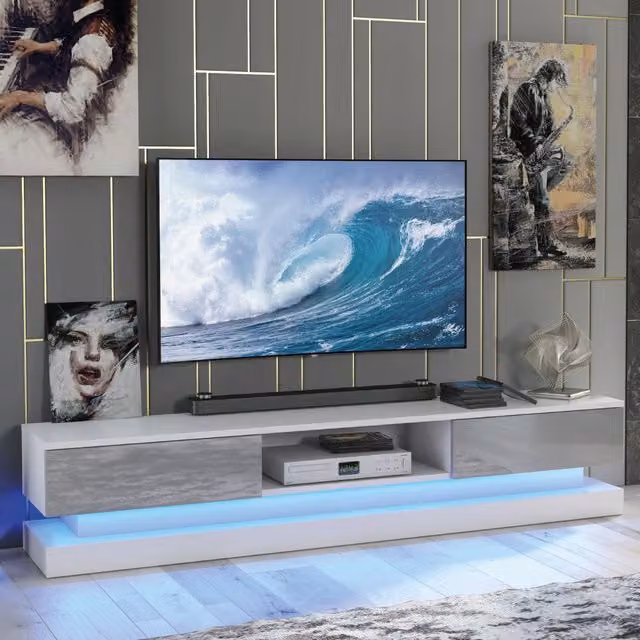 Creative Furniture Bloom Grey Gloss TV Unit W: 180 cm, D: 35 cm, H: 36 cm