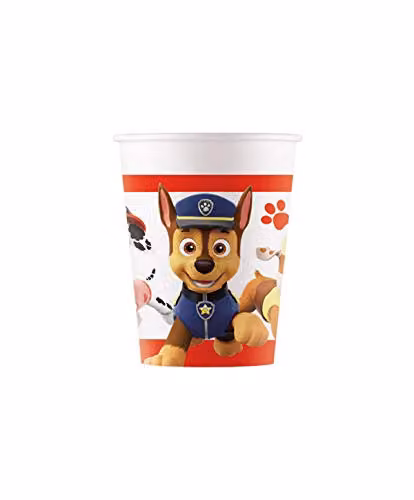 Procos Paw Patrol Ready For Action Paper Cups, Multicolour, 200 ml, Pack of 8