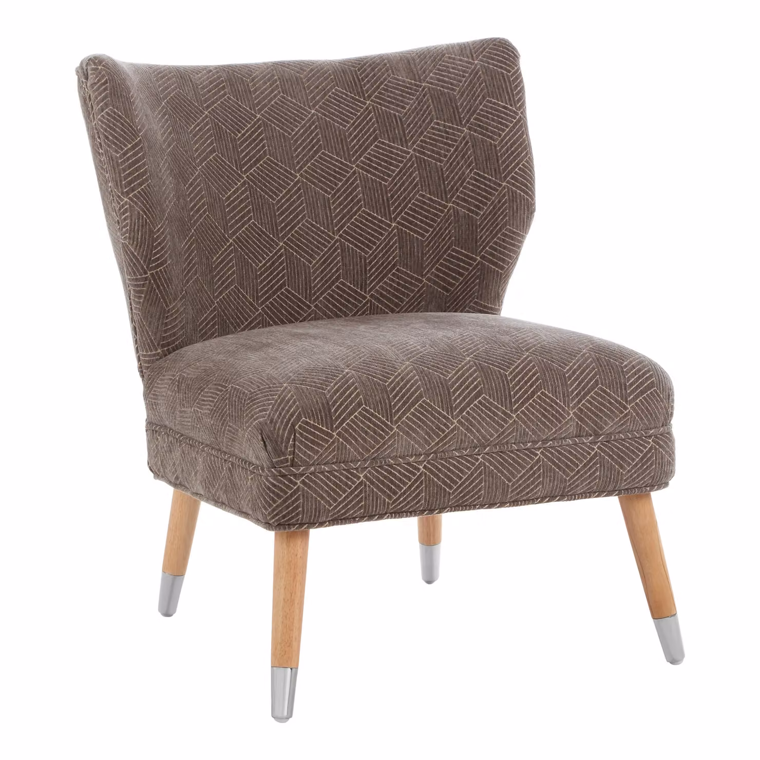 Orsina Mid-century Grey Chenille Wingback Armchair with Metal Frame – 2
