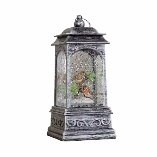 Samuel Alexander Grey Christmas Robin Water Spinner with White LEDs, 20cm – 3