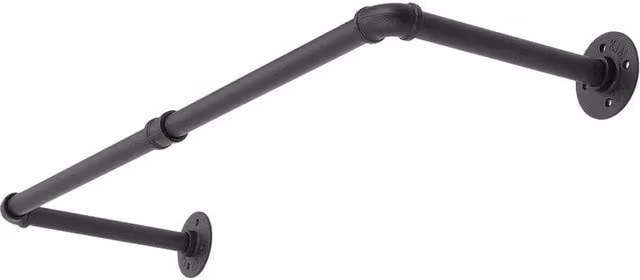 KORVIXA Matt Black Metal Wall Mounted Clothes Rail and Garment Coat Rack, W: 80 cm, H: 61 cm – 1
