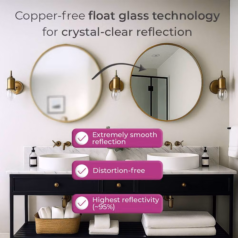 Neo Gold Nordic Round Metal Frame Wall Mirror in Black or Gold, W/D/H: 40 x 40 x 1 cm – 3