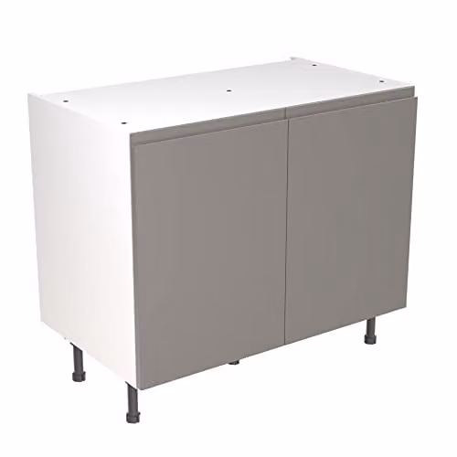 KITCHEN KIT Flatpack Base Cabinet with J-Pull Door in Dust Grey Matt, W/D/H: 100 cm x 87 cm x 57 cm – 1