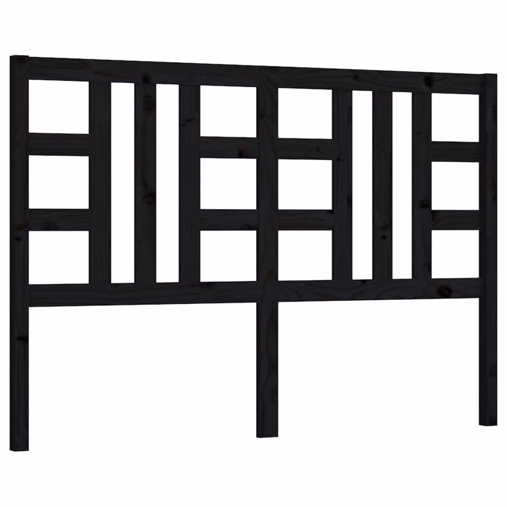 Berkfield Home Beautiful Black Solid Pine Wood Bed Headboard W/D/H: 146 x 4 x 100 cm – 2