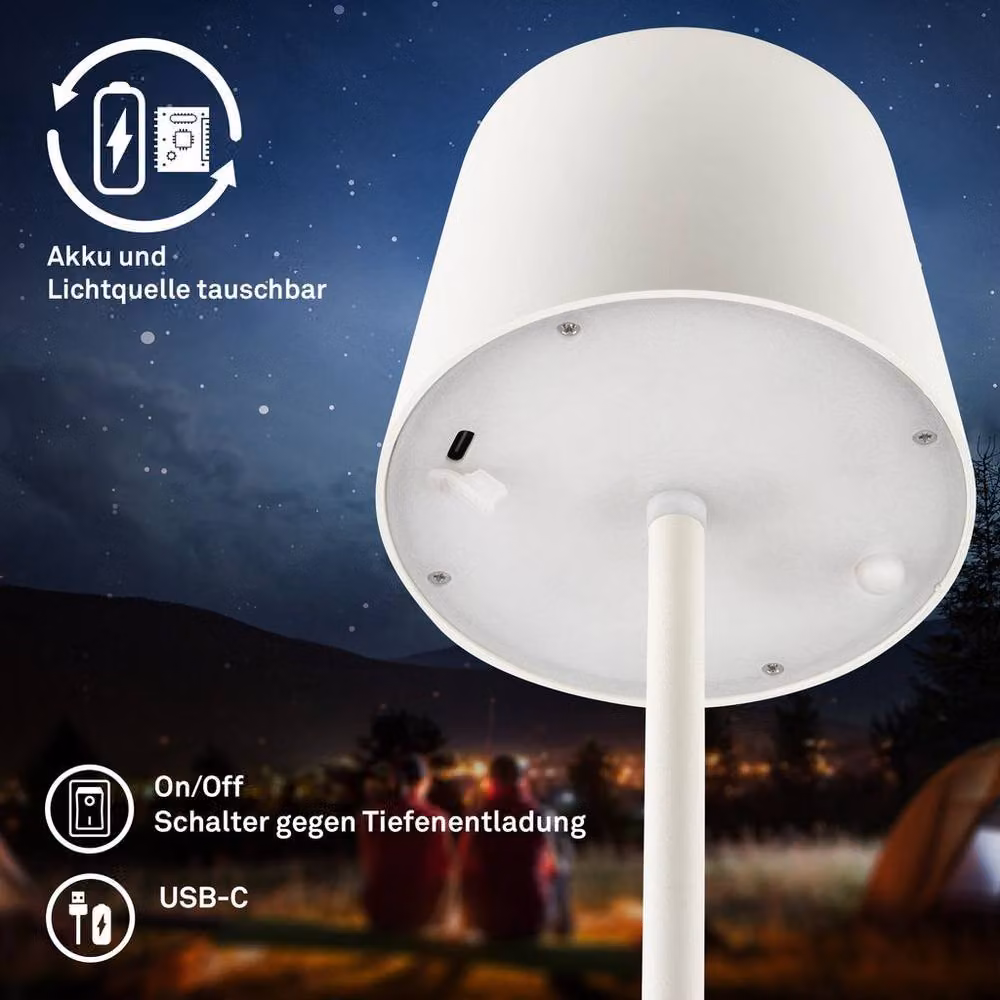 Briloner Rechargeable LED Table Lamp, Dimmable Touch Control Reading Light in White – 5
