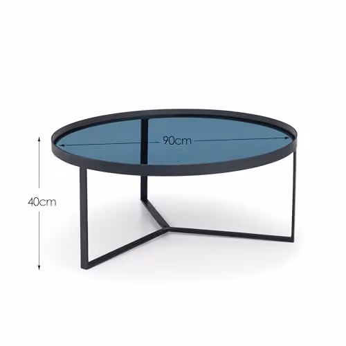 Julian Bowen Loft Round Coffee Table with Smoked Glass Top in Black, H40 x W90 cm – 2