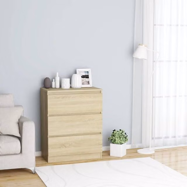 Berkfield Home Sonoma Oak Sideboard in Brown, W/D/H: 60 x 35 x 76 cm