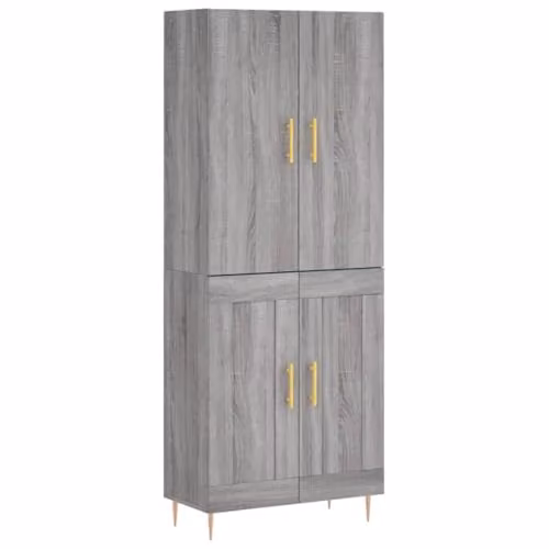 vidaXL Grey Sonoma Highboard in Engineered Wood, W/D/H: 69.5 x 34 x 180 cm