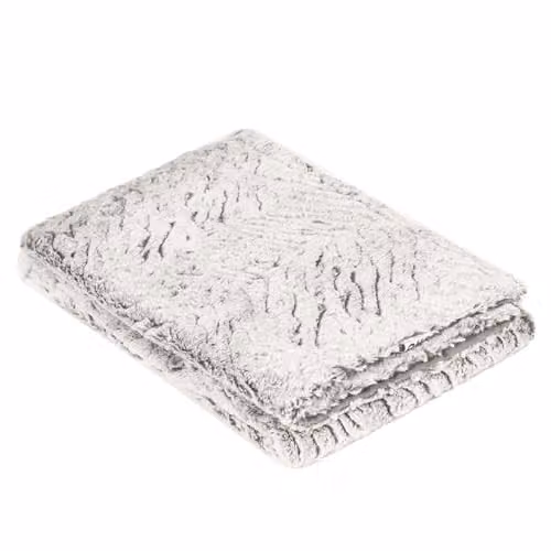 OHS Two Tone Faux Fur Fleece Throw Blanket in Beige and Grey, W/D/H: 125 x 150 cm – 1
