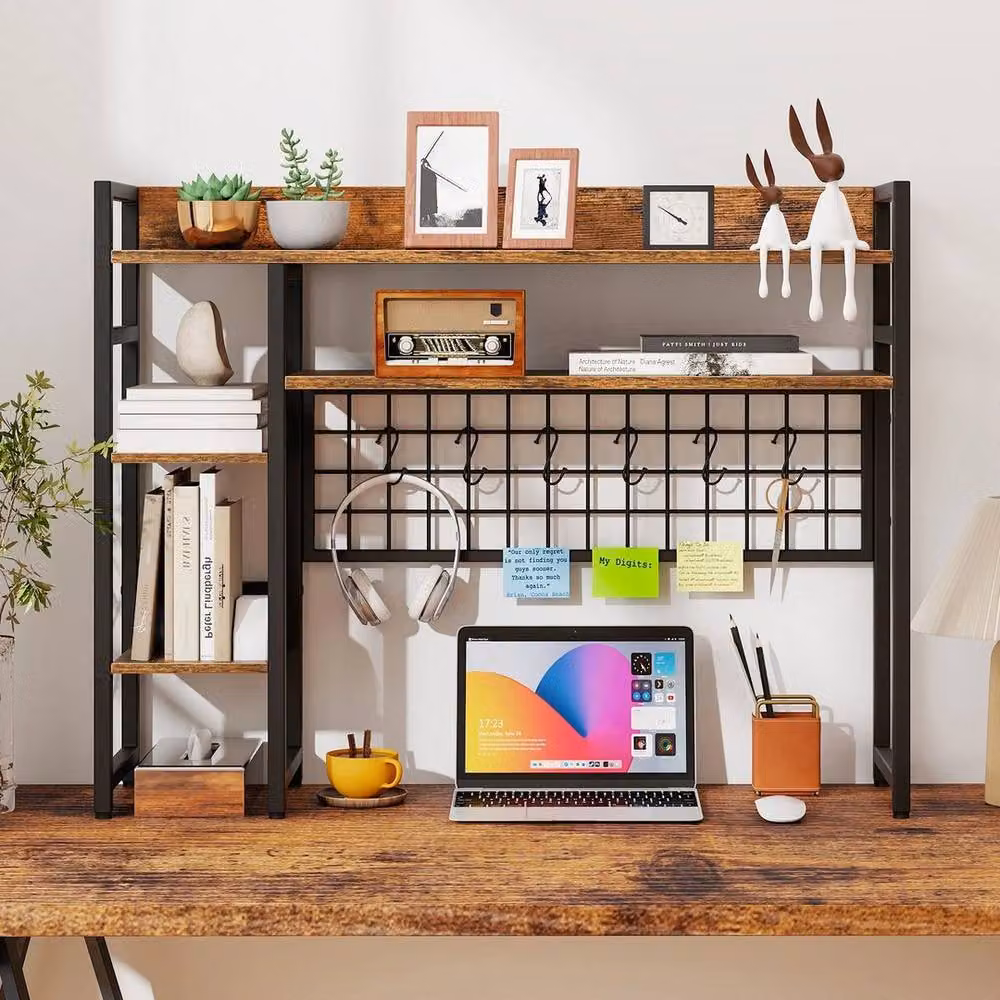 Kelvenix 4-Tier Brown Vintage Desk Shelf Desktop Display Rack – 3