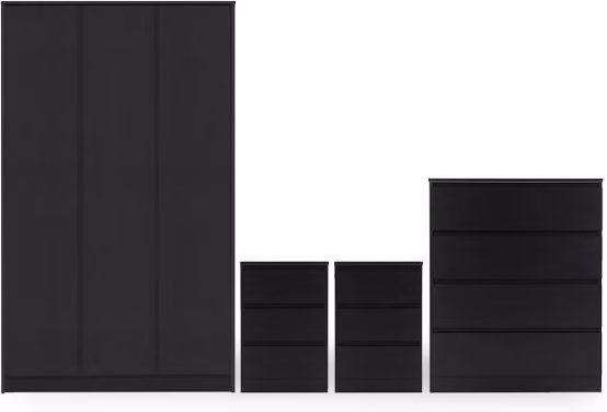 Seconique Malvern Black 4 Piece Large Bedroom Furniture Package