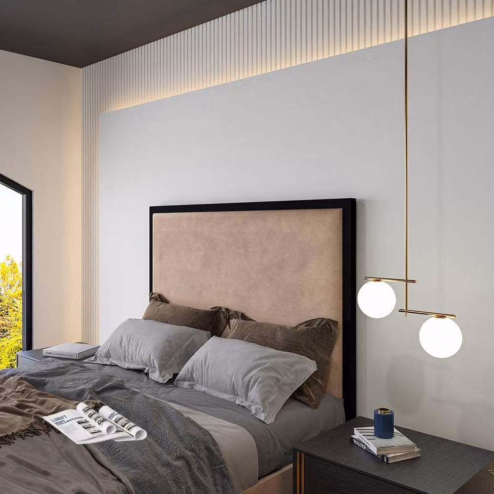 KDMD Adsborough Upholstered Electric Media TV Bed Frame in Beige, King Size – 3