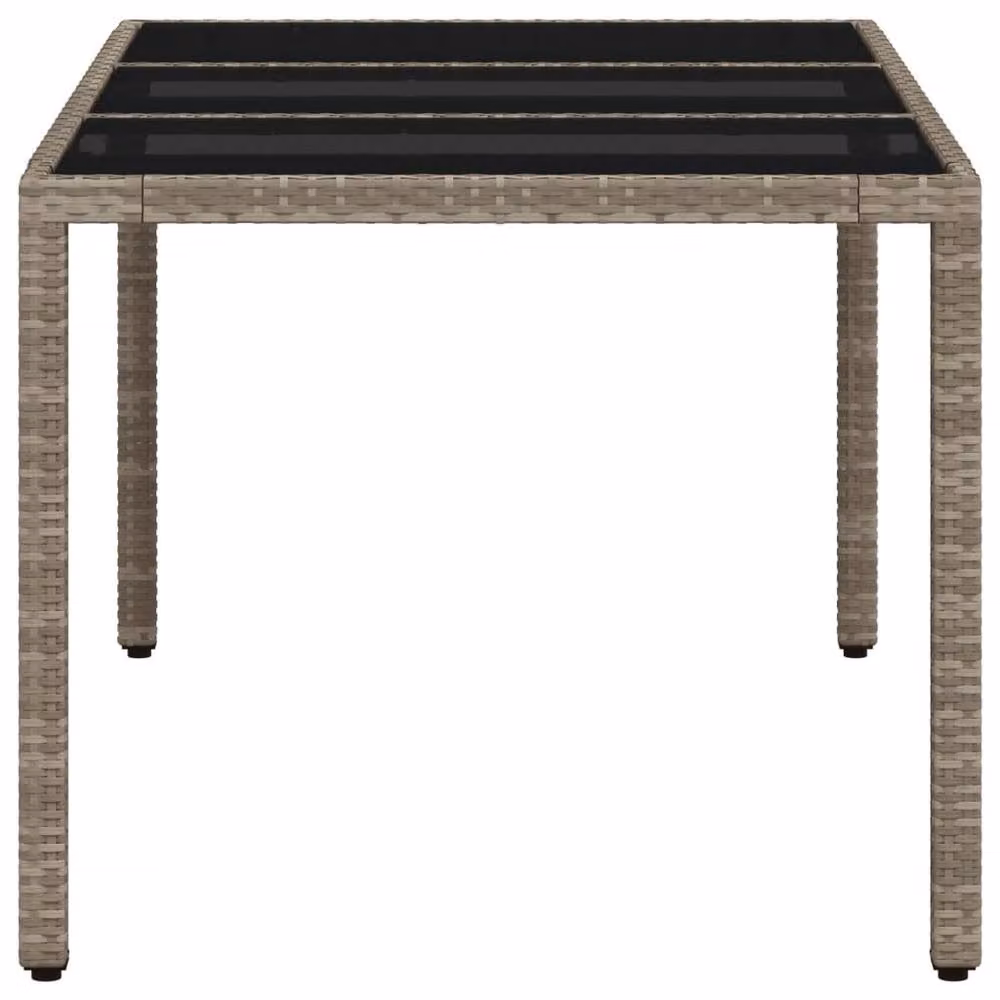 Berkfield Home Rectangular Extendable Garden Table with Glass Top in Light Grey Poly Rattan, W/D/H: 150 x 90 x 75 cm – 3
