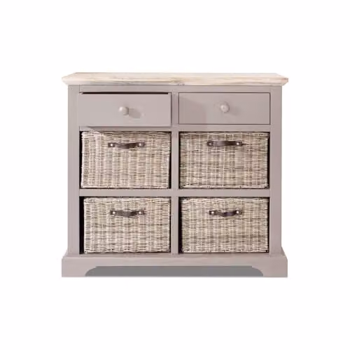 Florence Truffle Sideboard with 2 Drawers and 4 Removable Storage Baskets, Acacia Wood Top, W/D/H: 96 x 42 x 85 cm – 2