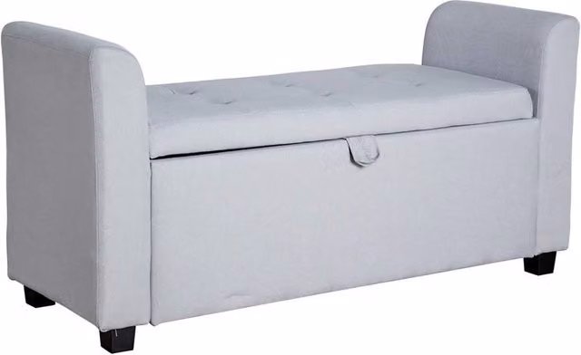Nordara Grey Velvet Ottoman Storage Box Window Seat