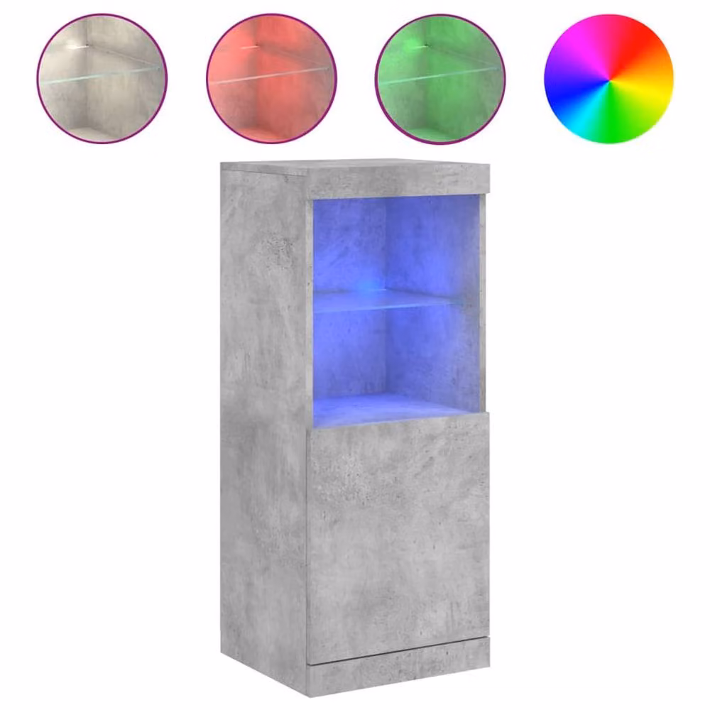 Berkfield Home Sideboard with Integrated LED Lights in Concrete Grey, W/D/H: 41 x 37 x 100 cm – 3