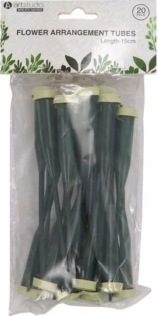 Art Studio Pack of 20 Green Plastic Flower Arrangement Tubes