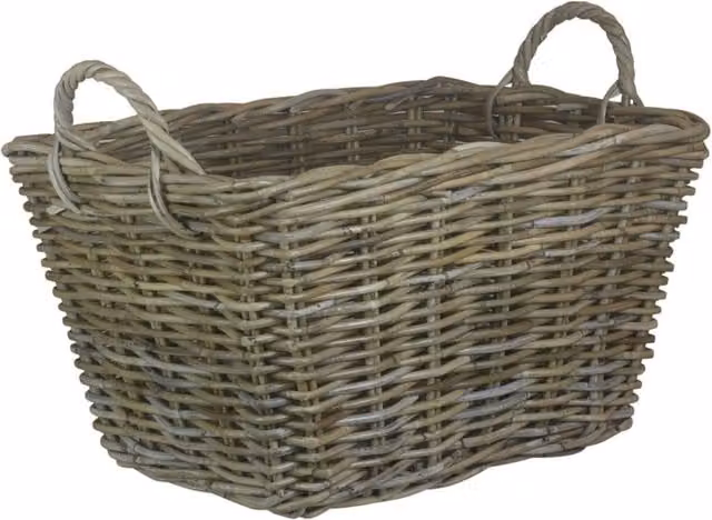 Red Hamper Rectangular Grey Rattan Floor Storage Basket, Width: 58 cm