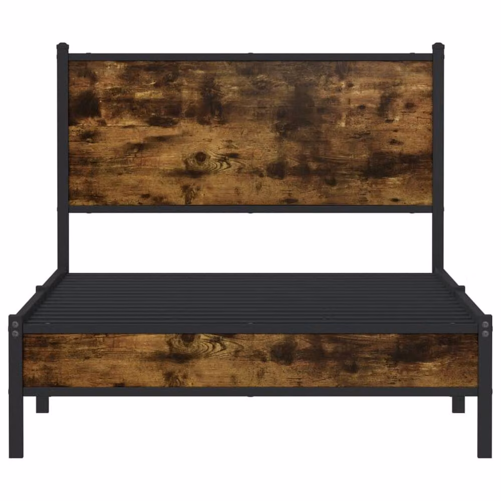 Berkfield Home Metal Bed Frame in Smoked Oak Brown, W/D/H: 100 x 200 cm – 4