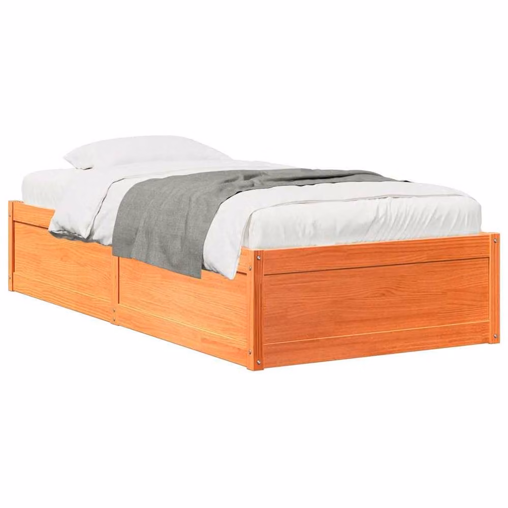 Berkfield Home Modern Solid Wood Pine Bed Frame, Waxed Brown, W/D/H: 90 x 200 cm – 3