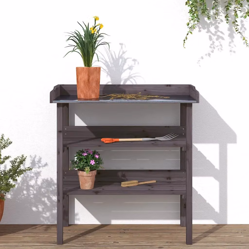 Berkfield Home Grey Plant Table with Shelves, W/D/H: 78 x 38 x 82.5 cm – 3