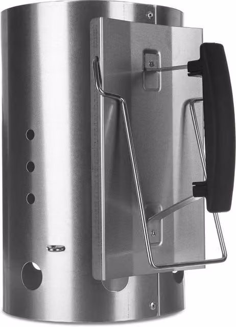 LIVIVO Silver Galvanised Steel Charcoal Chimney Starter with Handle for Quick BBQ Coal Lighting, H 31.0 cm x W 28.0 cm x D 17.0 cm – 1