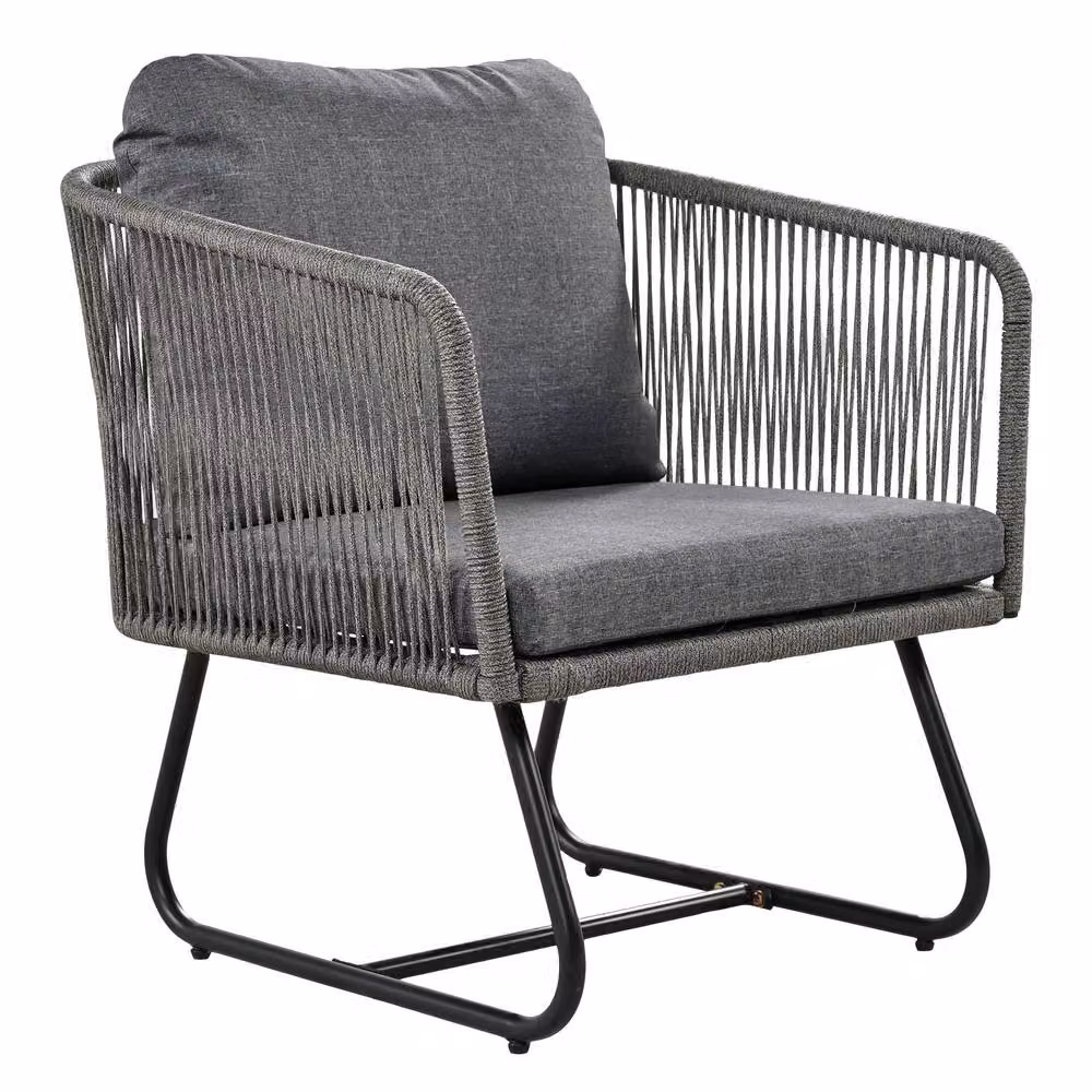 Matteo Outdoor Garden Lounge Set with Grey Metal Frame and Glass Table – 2