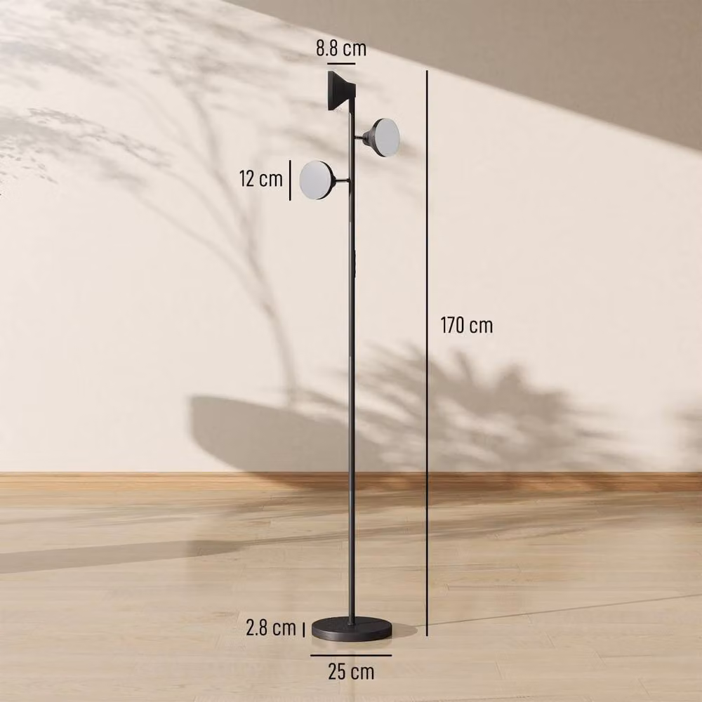Wyld Haus Neso 3 Head Adjustable LED Floor Lamp in Black with Remote Control, Dimming and Timer Functions – 4