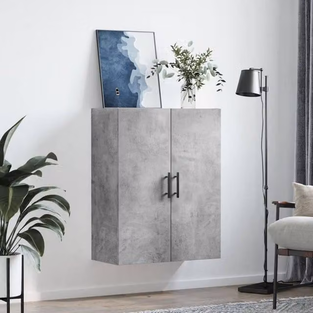 Berkfield Home Wall Mounted Cabinet in Concrete Grey, W: 69.5 cm, D: 34 cm, H: 90 cm – 1