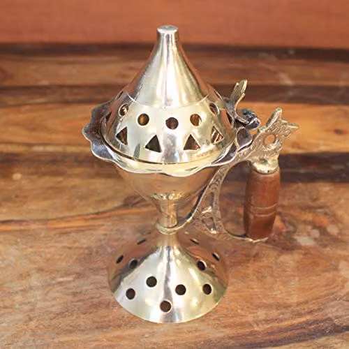 KDMD Gold Cone Incense Burner with Handle, Height: 10.5 cm – 3