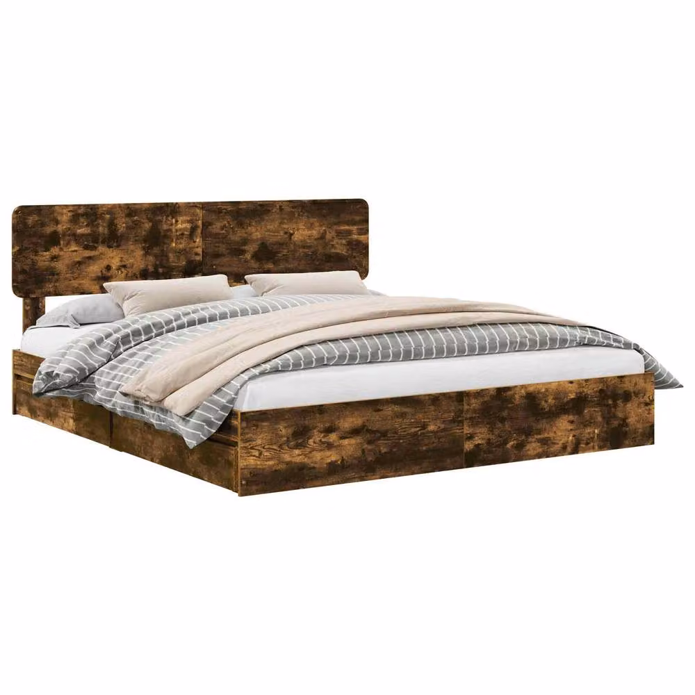 Berkfield Home Smoked Oak Storage Bed with Drawers, Brown, W/D/H: 180 x 200 cm – 2