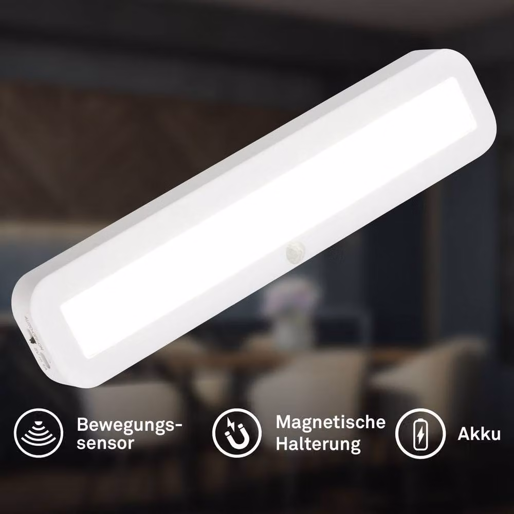 Briloner White Rechargeable LED Under Cabinet Light with Motion and Dusk Sensor, W/D/H: 30.5 x 6.5 x 2 cm – 2