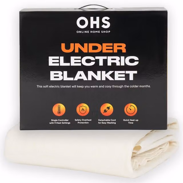 OHS Electric Heated Blanket Throw in White, W x H: 140 x 200 cm