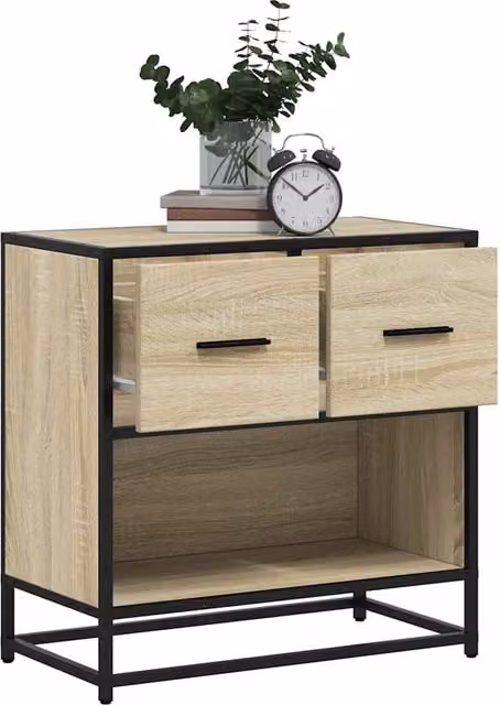 Berkfield Home Bedside Cabinet in Sonoma Oak Brown, W/D/H: 60 x 31 x 60 cm