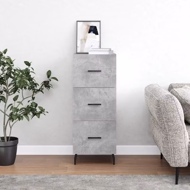 Berkfield Home Modern Sideboard in Concrete Grey, W/D/H: 34.5 x 34.5 x 90 cm