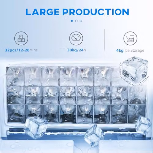 HOMCOM Commercial Ice Maker Machine with Digital Control and Timer, Black, 30kg/24 Hours – 3