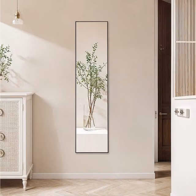 Komore Modern Rectangular Full Length Wall Mirror in Black