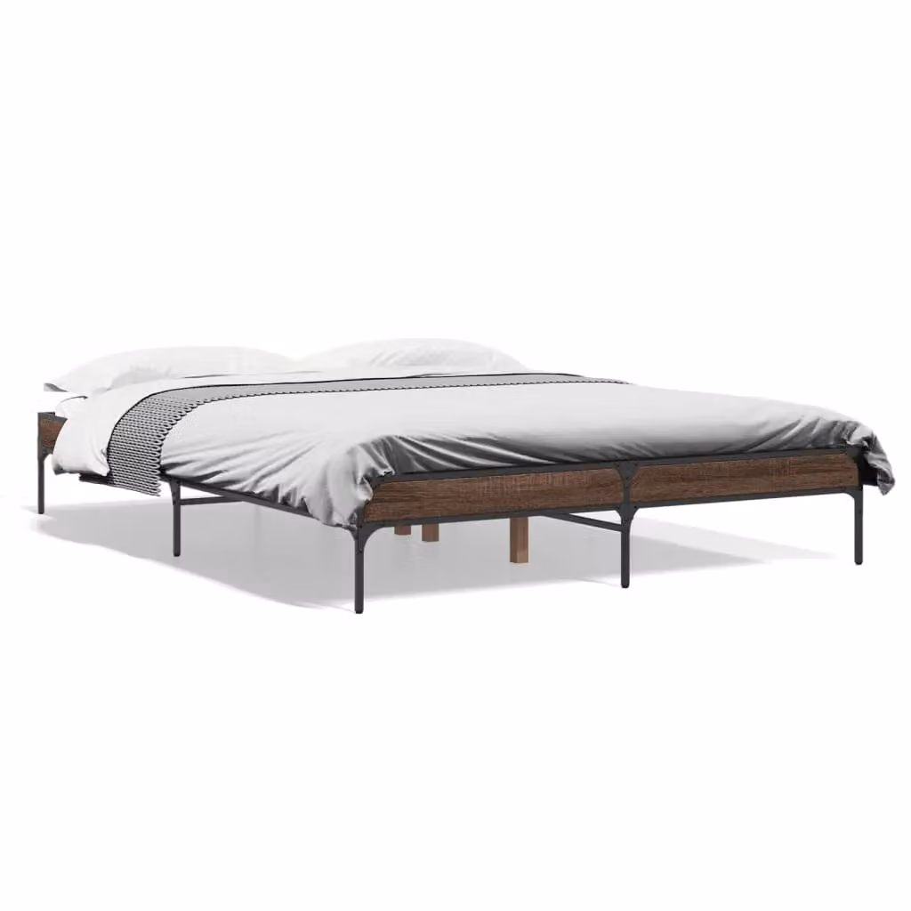 Berkfield Home Bed Frame in Brown Oak, W/D/H: 140 x 200 cm – 2