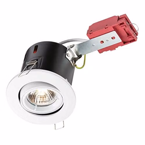 Netlighting White Recessed Fire Rated Tilt Downlight, GU10, 50W, Dimmable, Adjustable