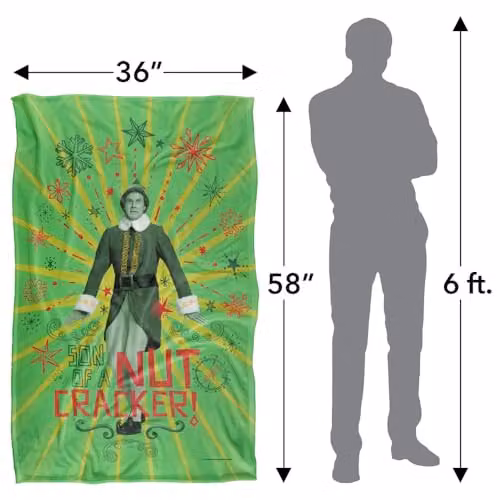 Warner Bros. Elf Son Of A Nut Cracker Super Soft Fleece Throw Blanket, Multicolour, W/D/H: 91 x 147 cm – 2