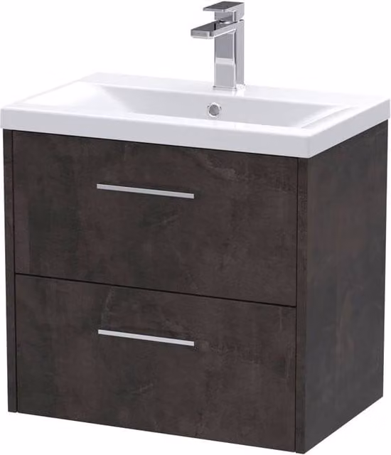 Balterley Winshill Contemporary 2 Drawer Wall Hung Vanity Basin Unit, Grey, Width: 60 cm – 1