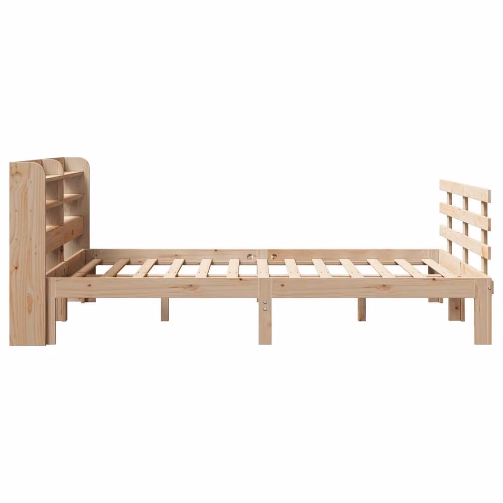Berkfield Home King Size Bed Frame with Headboard in Light Brown, Solid Pine Wood, W/D/H: 150 x 200 x 82 cm – 2