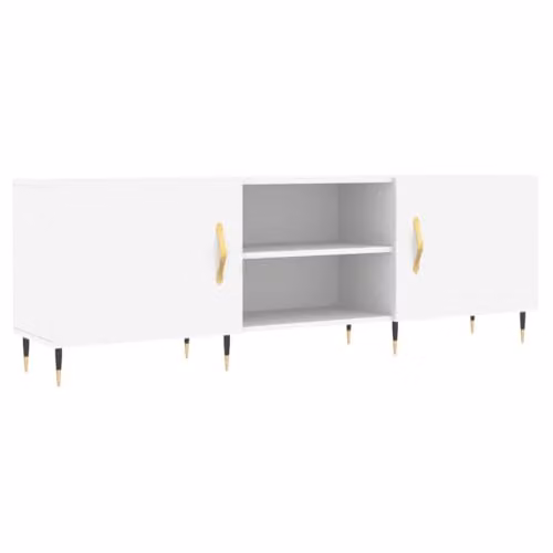 vidaXL Modern White TV Cabinet and Media Console with Storage, W/D/H: 150 x 30 x 50 cm